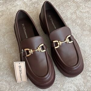 Brand New BCBGeneration Mackie Espresso Brown Chunky Slip On Platform Loafers